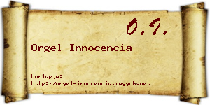 Orgel Innocencia névjegykártya